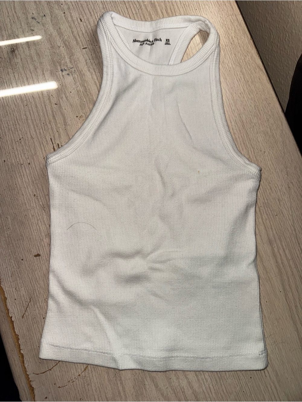 Abercrombie & Fitch White Ribbed Racerback Stretch Tank Top Women Size XS